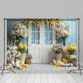 Aperturee - Aperturee Colorful Easter Eggs Floral Decorations Backdrop